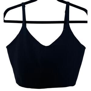 Athleta Black V-Neck Crop Tank Top Shelf Bra Adjustable Straps Athleisure XL